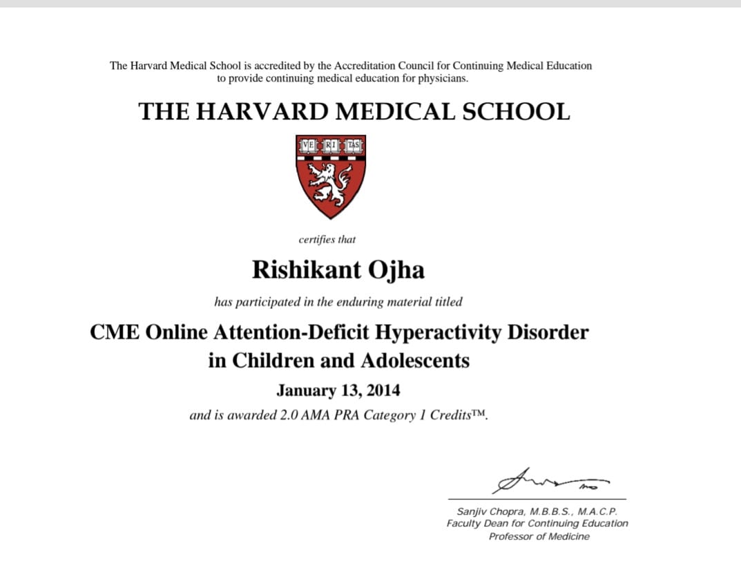 Harward Medical School Certificate